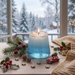 Blue and White Gradient Soy Wax Candle in Cup