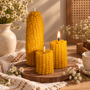 Corn Cob Pillar Beeswax Candle