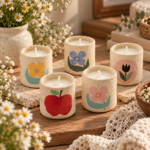 Hand-Painted Ceramic Scented Votive Candle