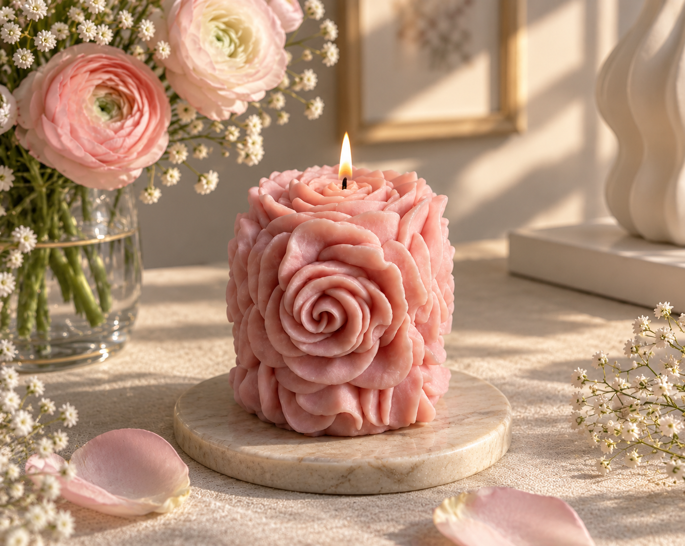 Rose Cube Floral Soy Wax Candle