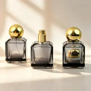 Smoke Grey Square Glass Perfume Bottle